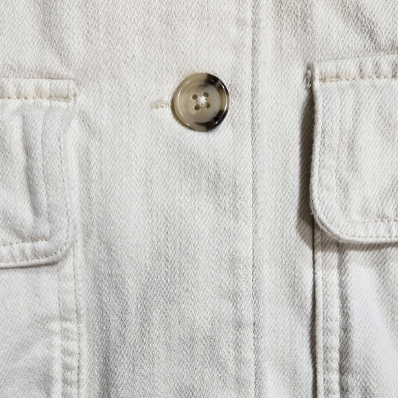 Old Navy 100% Cotton Ecru Cream Twill Utility Button-Up Jacket Stand Collar - Picture 5 of 10